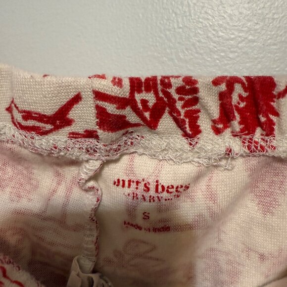 Burts Bees Baby Holiday Print Pajama Pants Red/White S Reindeer Christmas Tree - Picture 4 of 5